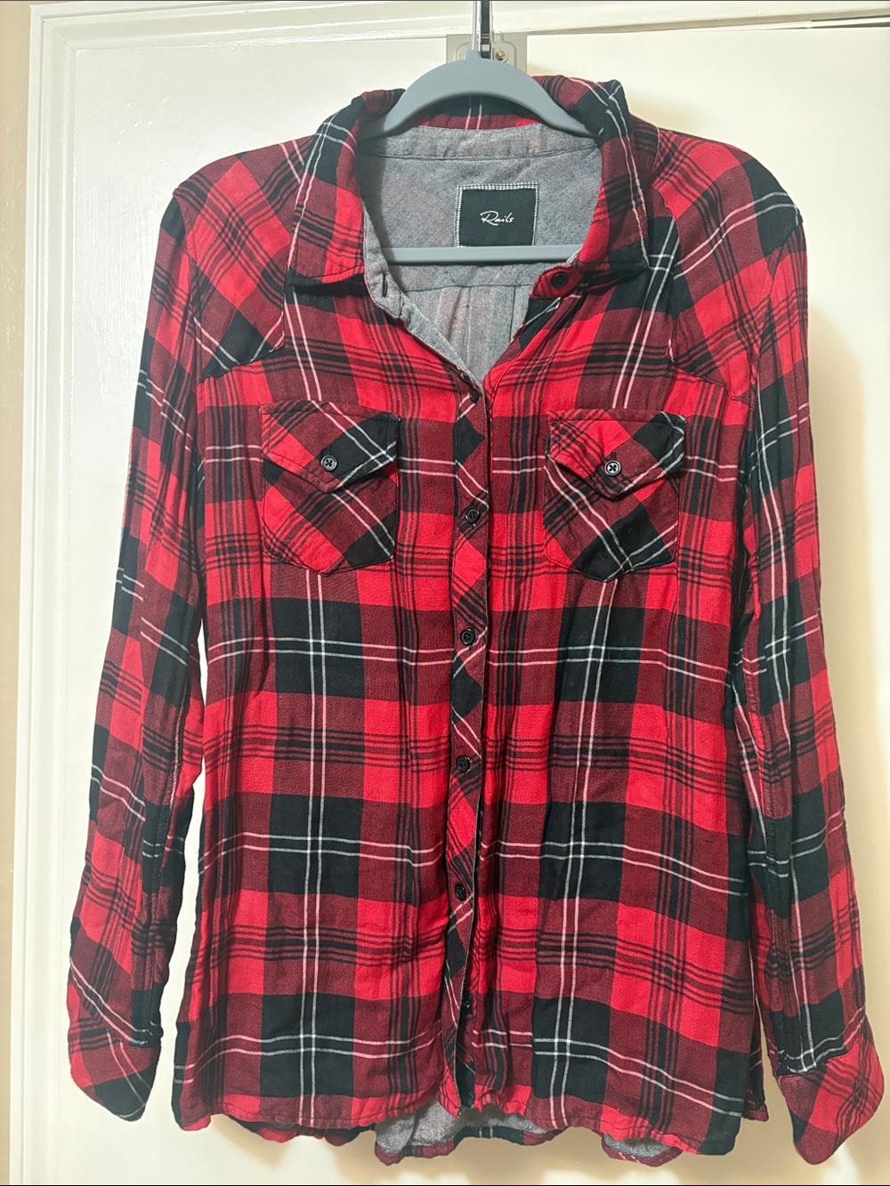 Rails Red and Black Plaid Button-Down Shirt